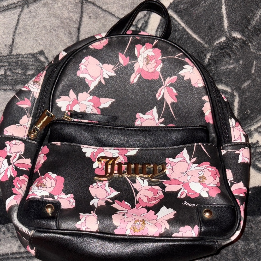 Juicy Couture Floral Black and Pink Backpack